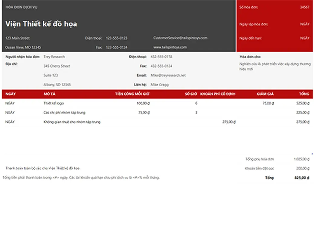 Hóa đơn dịch vụ modern simple