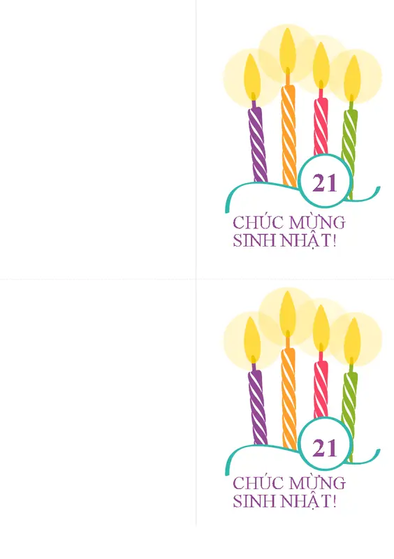 Thẻ sinh nhật cột mốc (2 thẻ mỗi trang, cho Avery 8315) modern-simple