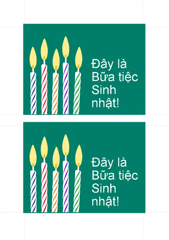 Bưu thiếp mời sinh nhật (2 lời mời trên mỗi trang) modern-simple