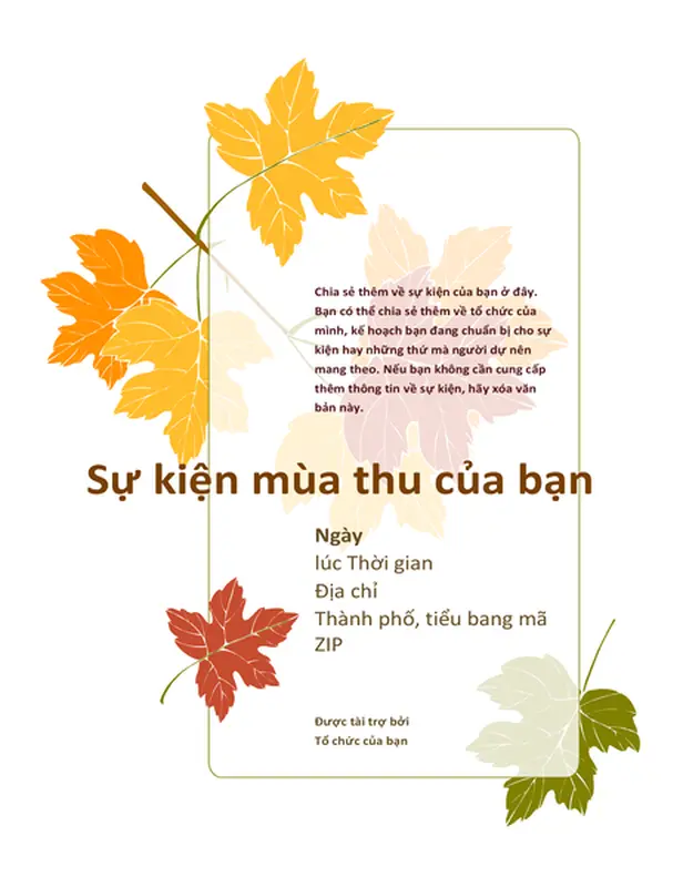 Tờ bướm sự kiện mùa thu (có lá cây)