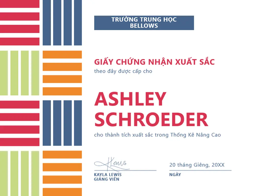 Chứng chỉ xuất sắc của học viên khối màu modern-color-block