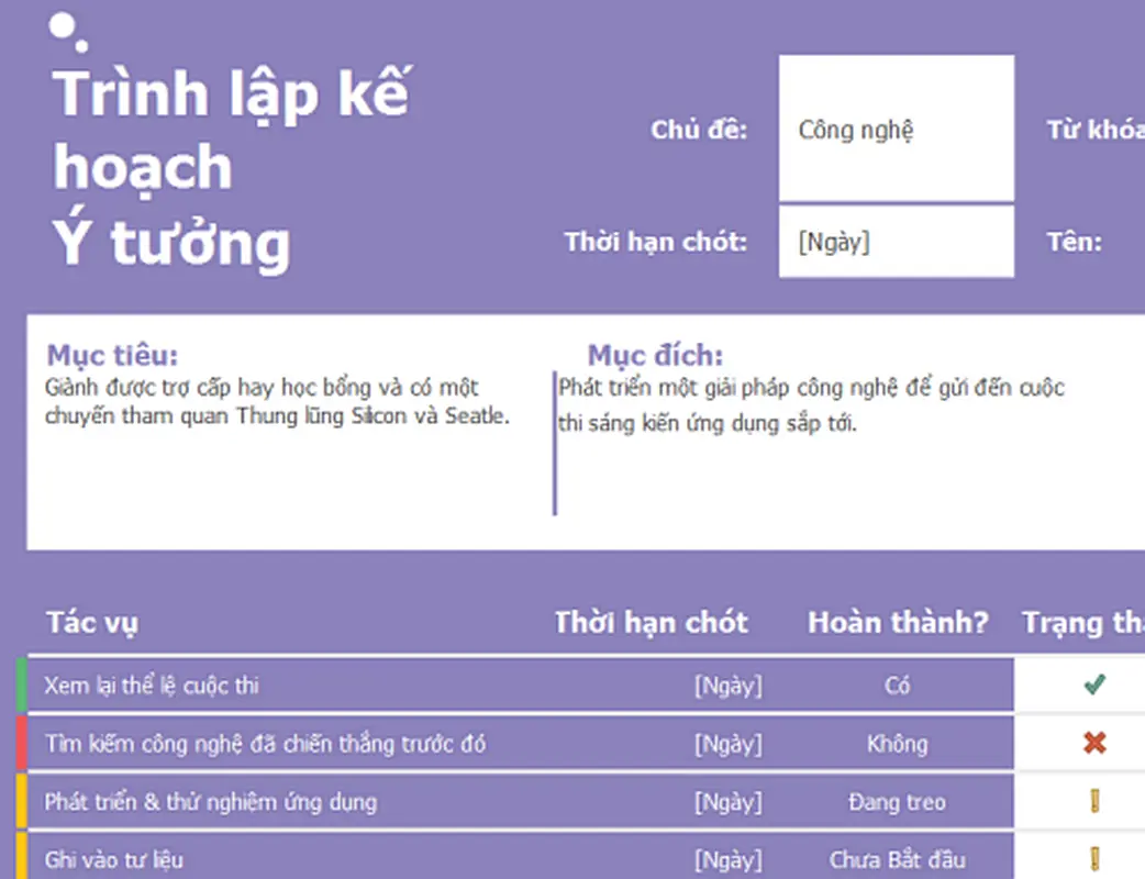 Trinh lập kế hoạch ý tưởng (nhiệm vụ) modern-simple