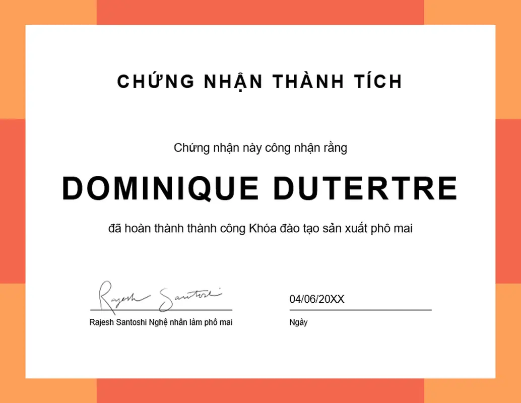 Chứng nhận thành tích có dải màu