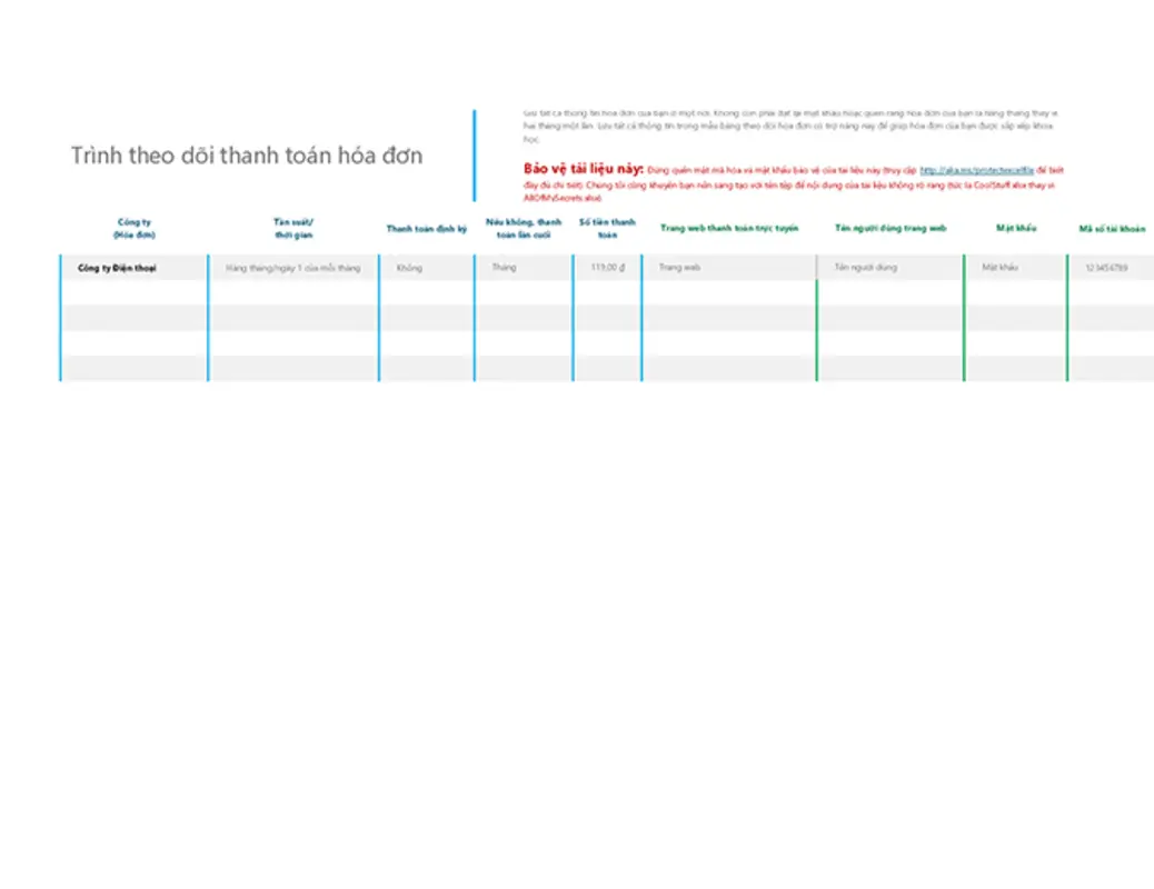 Bảng theo dõi thanh toán hóa đơn modern simple