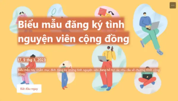 Biểu mẫu đăng ký tình nguyện viên cộng đồng yellow