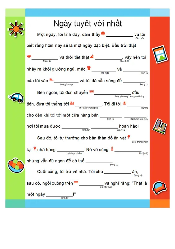 Câu chuyện điền vào hài hước modern simple