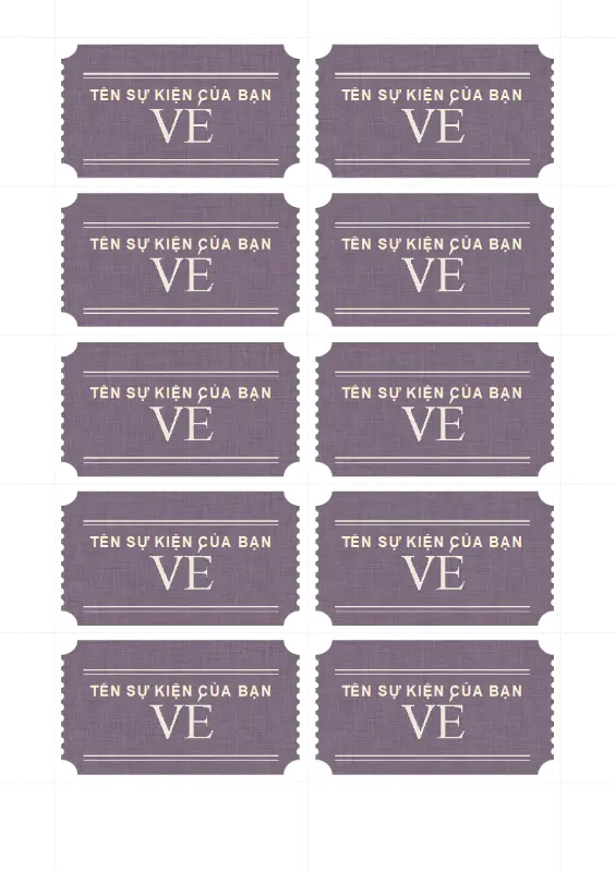 Vé cơ bản (10 vé mỗi trang) purple vintage retro