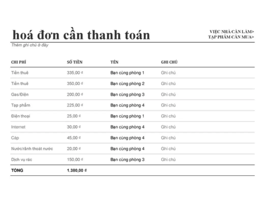 Trình sắp xếp Bạn cùng phòng modern simple