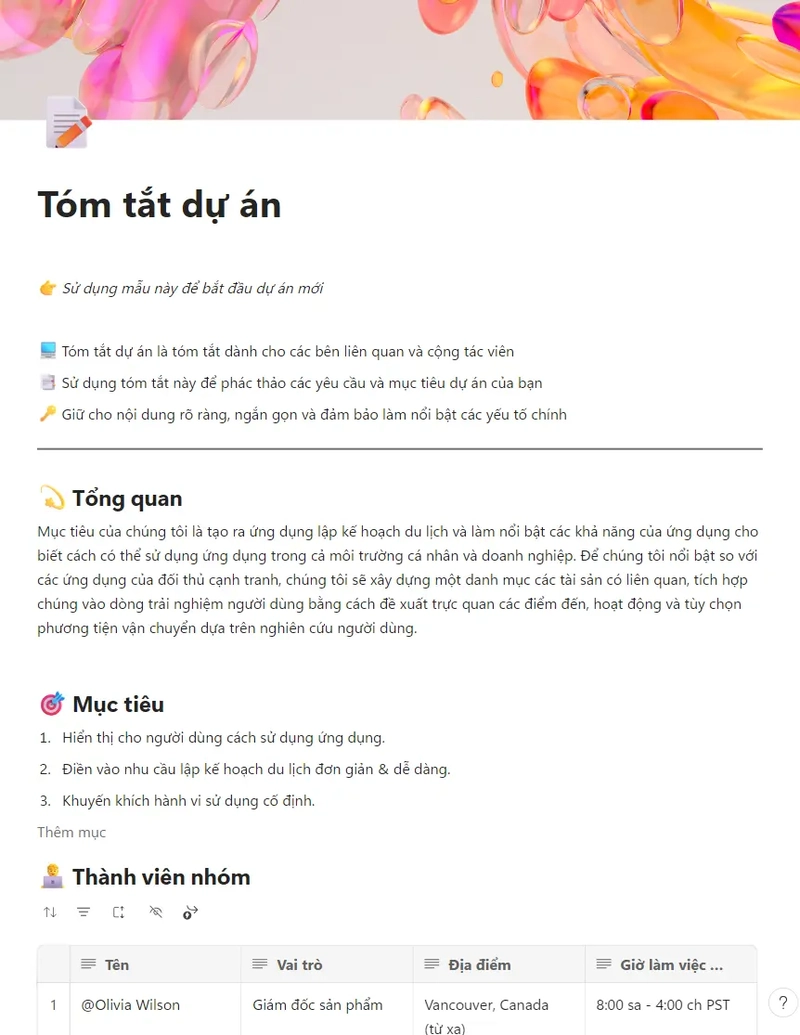 Tóm tắt dự án