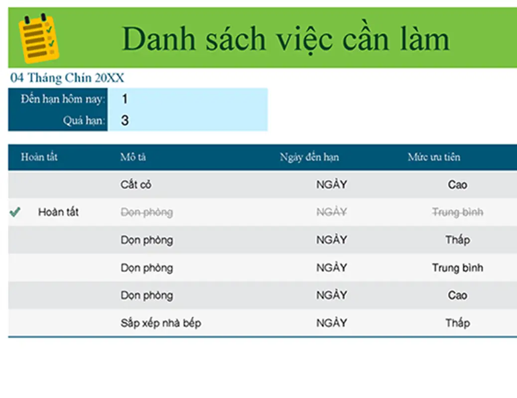 Danh sách việc nhà cần làm modern simple