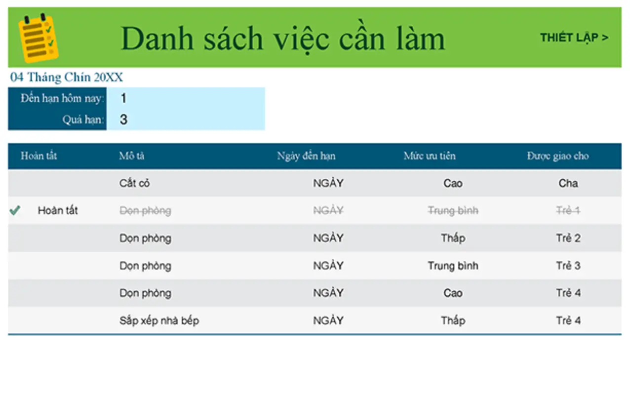 Danh sách việc nhà cần làm green modern simple