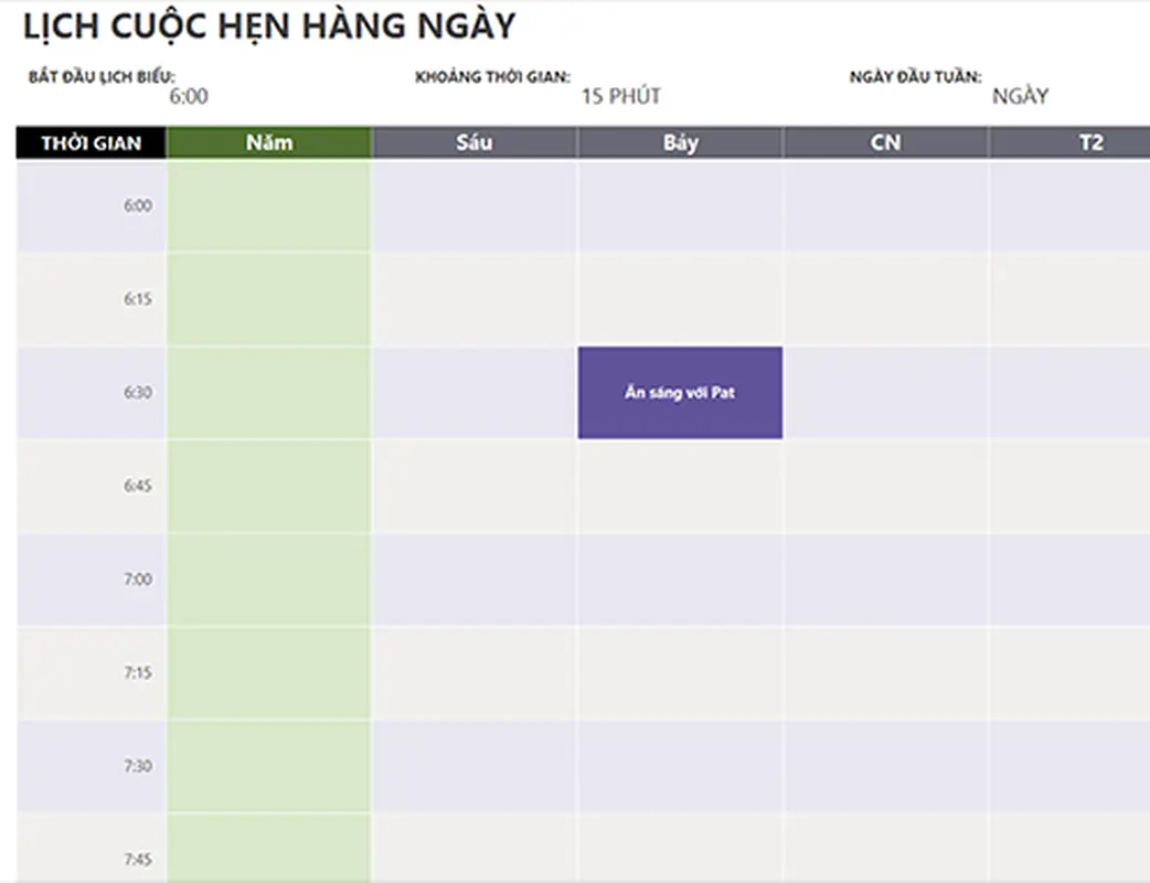 Lịch cuộc hẹn hàng ngày