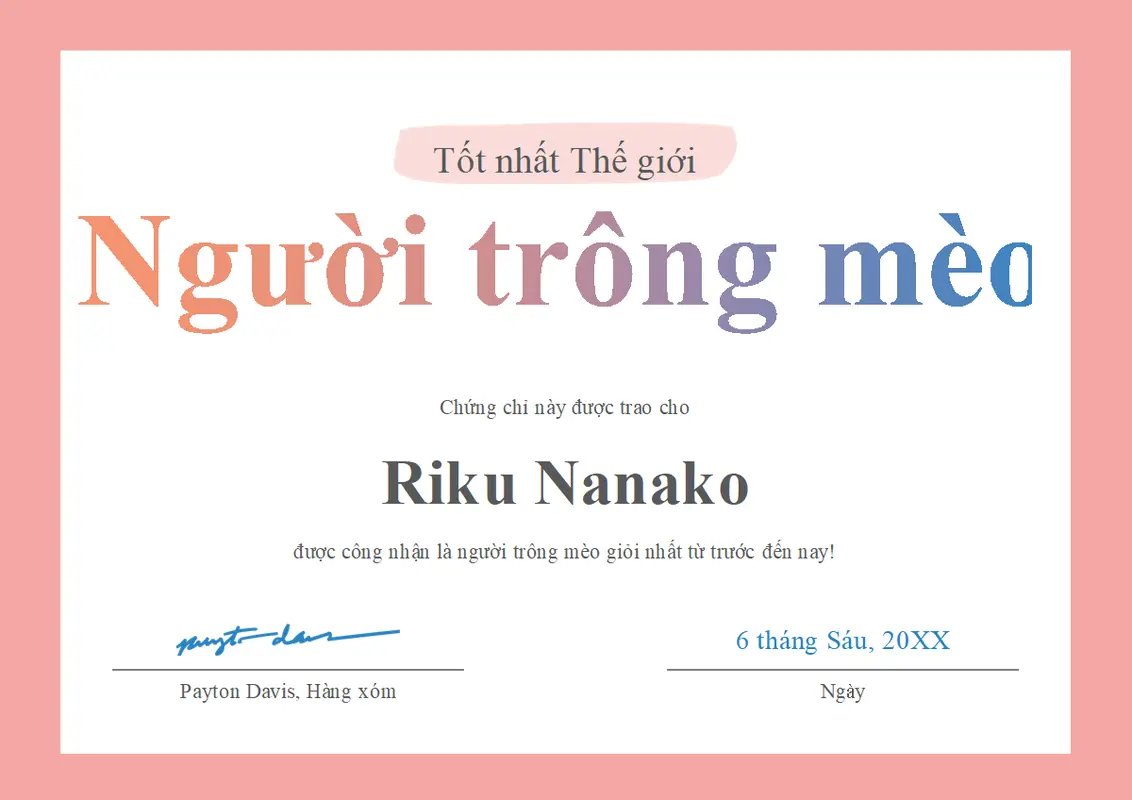 Chứng chỉ giải thưởng Tuyệt nhất thế giới modern-simple