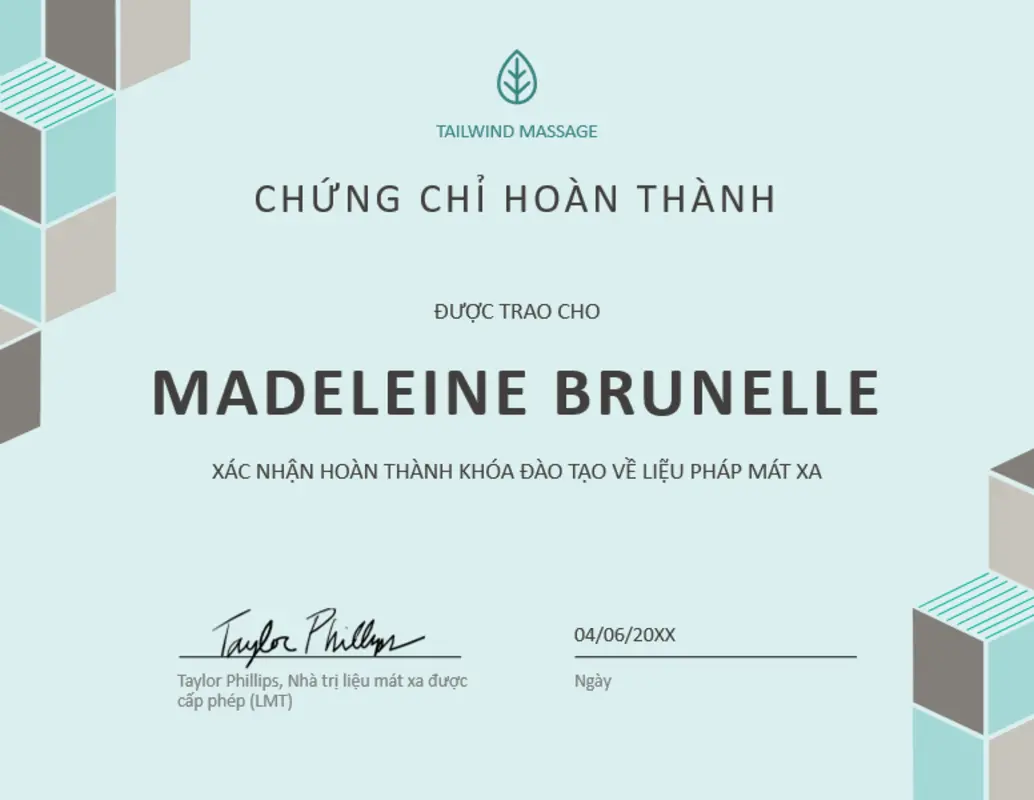 Chứng chỉ hoàn thành blue modern-geometric