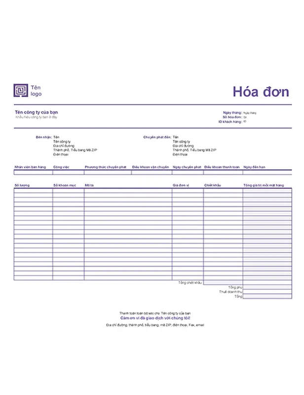 Hóa đơn bán hàng (Thiết kế dòng đơn giản) modern-simple