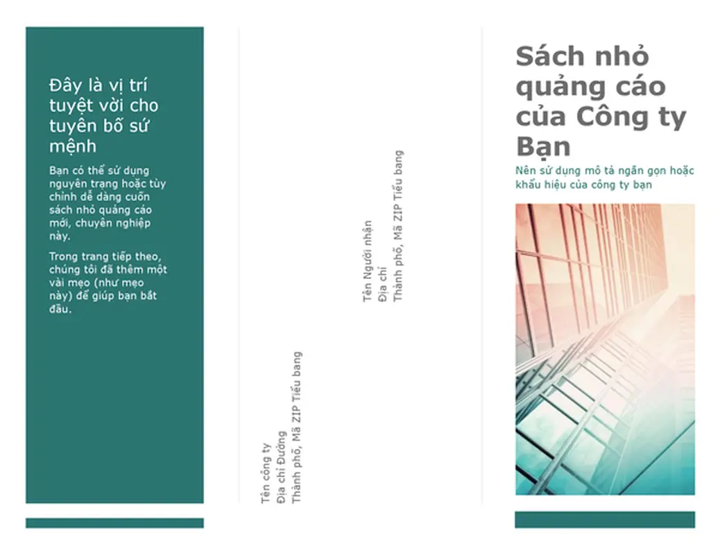 Sách nhỏ quảng cáo gập ba (màu xanh lam)