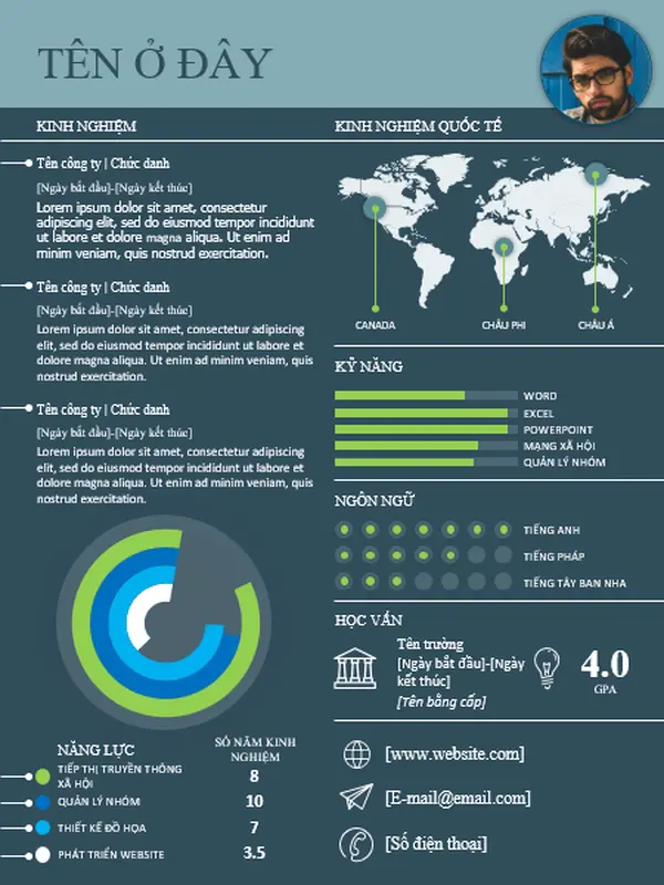 Sơ yếu lý lịch có thiết kế đồ họa quốc tế modern simple