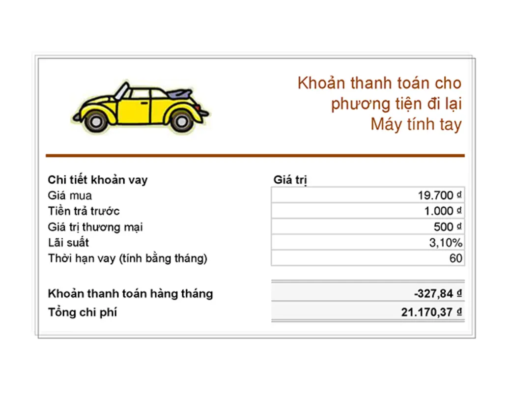 Bảng tính trả nợ vay mua xe orange vintage retro