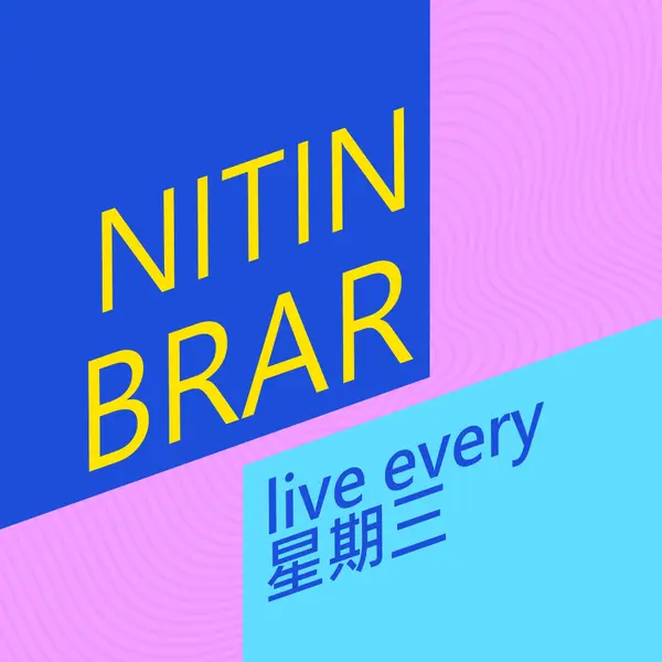 播客直播 blue bold,bright,typography,geometric,vibrant,block