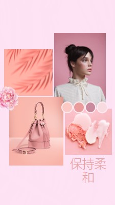 使用粘贴保持柔和 pink photographic,simple,collage,color-block,pastel,palette