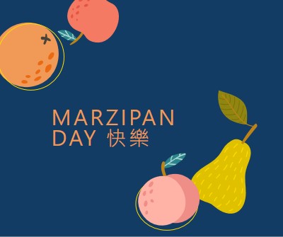 Marzipan Day 快樂 blue whimsical-line