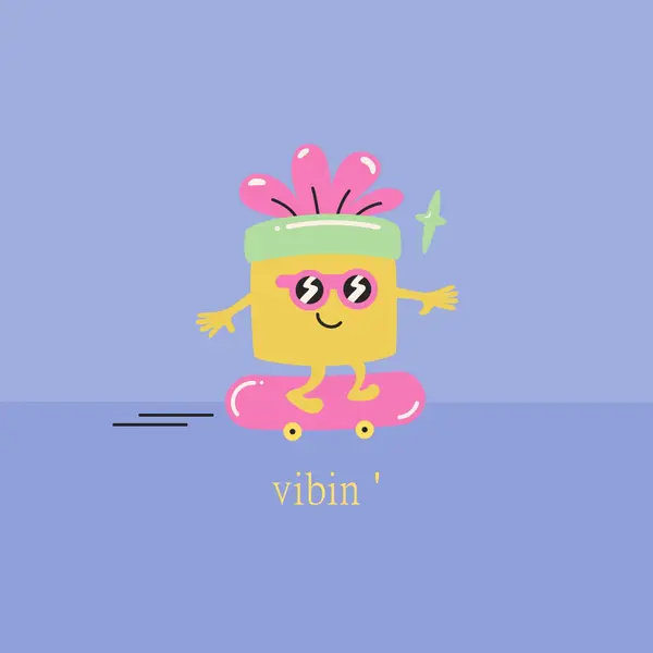 只是 vibin' blue retro,groovy,skate,quirky,fun,offbeat