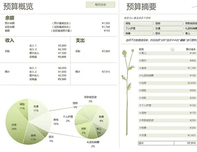 家庭预算（每月） modern simple