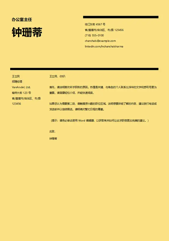 瑞士设计求职信 modern simple