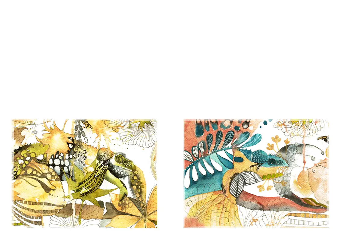 变色龙明信片（四分之一折） whimsical-color-block