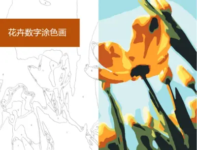 花卉数字涂色画 organic simple