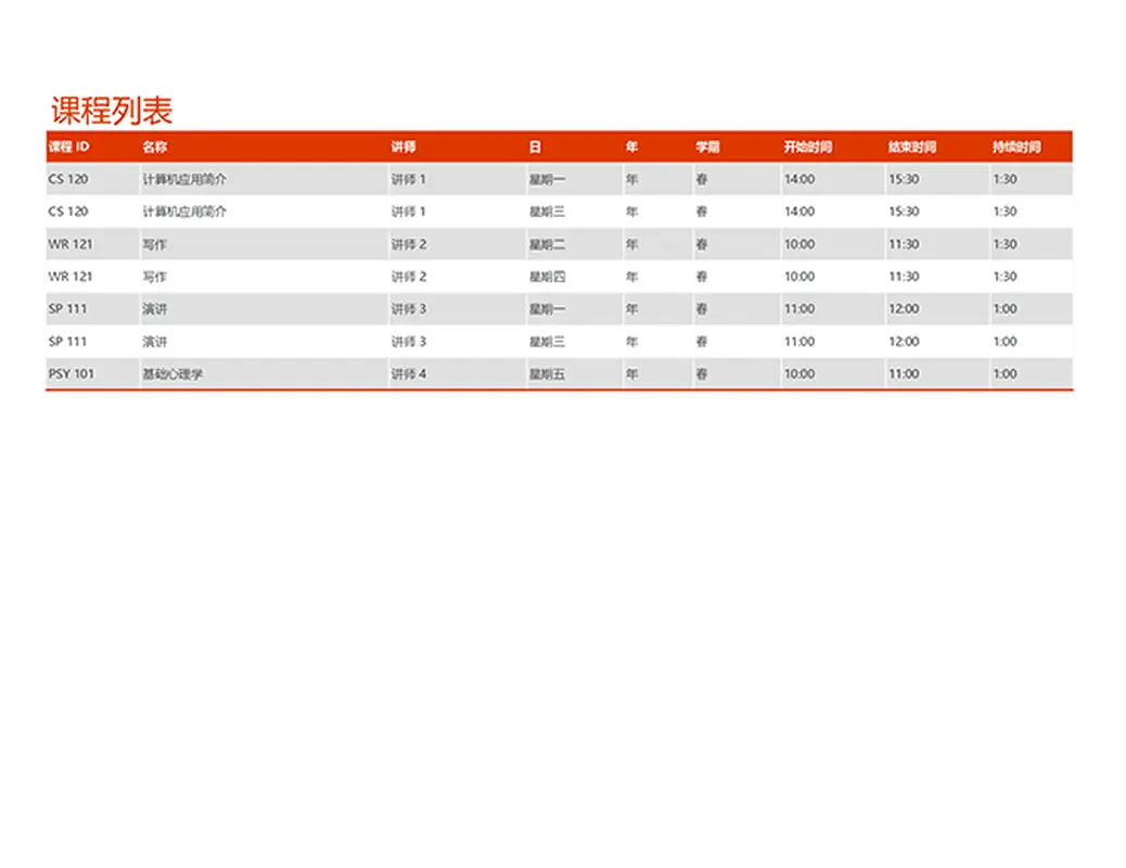 学期内容概览 modern-simple