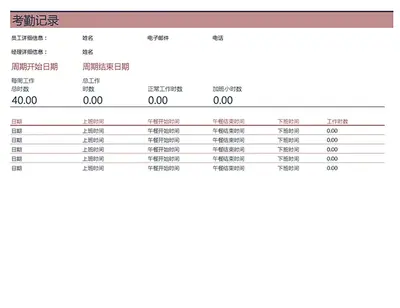 工时单（每周）