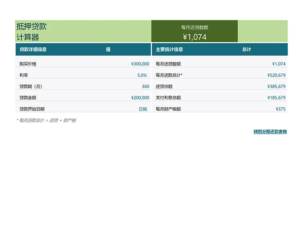 抵押贷款计算器 modern simple