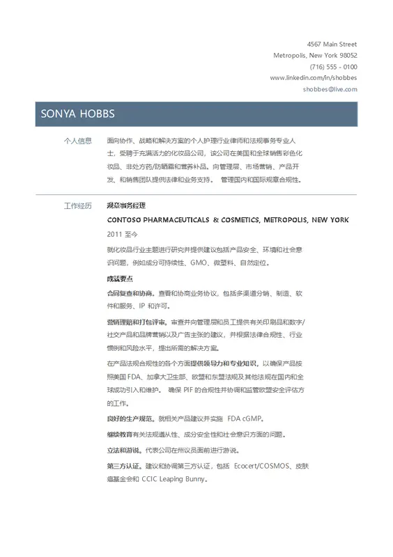 法务部经理简历 modern simple