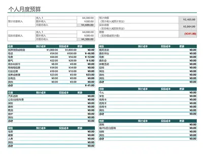 个人月度预算 modern simple