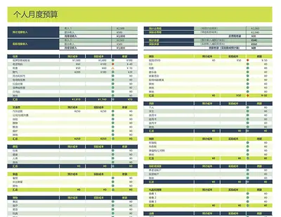 个人月度预算电子表格 modern-simple