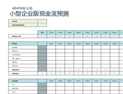 小型企业版现金流预测 modern simple