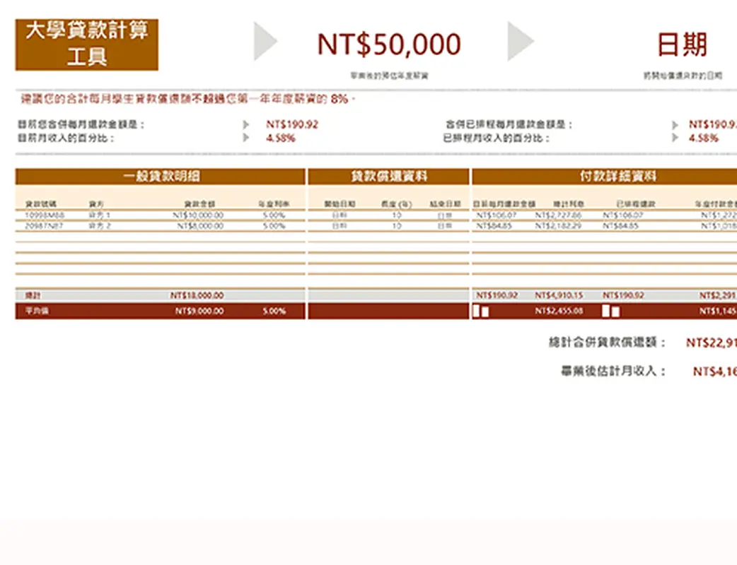 大學貸款計算機 modern-simple