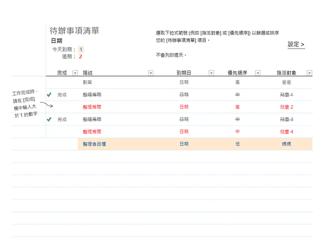 待辦事項清單