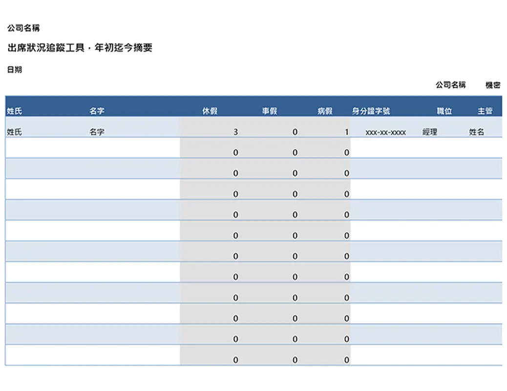 員工出席狀況追蹤工具