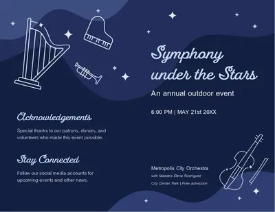 Live music concert event brochure blue modern bold