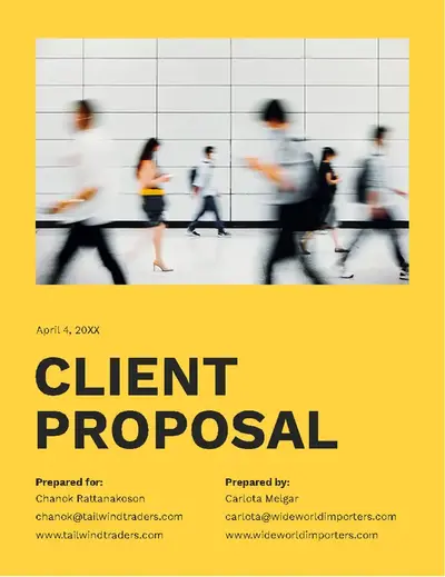 Simple client proposal yellow modern bold