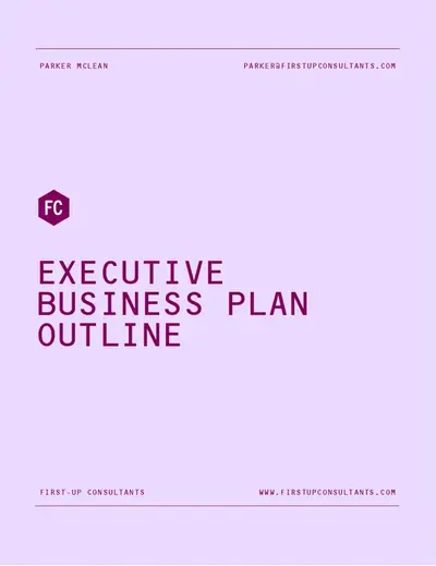 Business plan outline purple modern simple