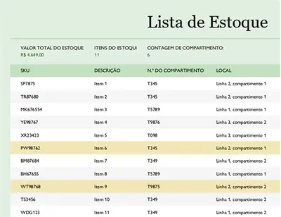 Guia de acessibilidade da lista de inventário green modern color block